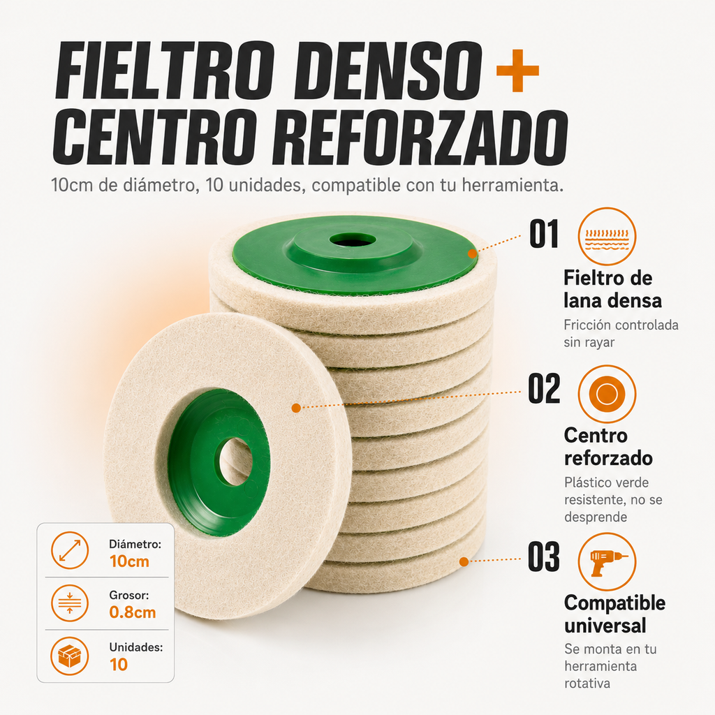 Disco Pulidor® Discos fieltro lana x 10 - 32443 — vista 3
